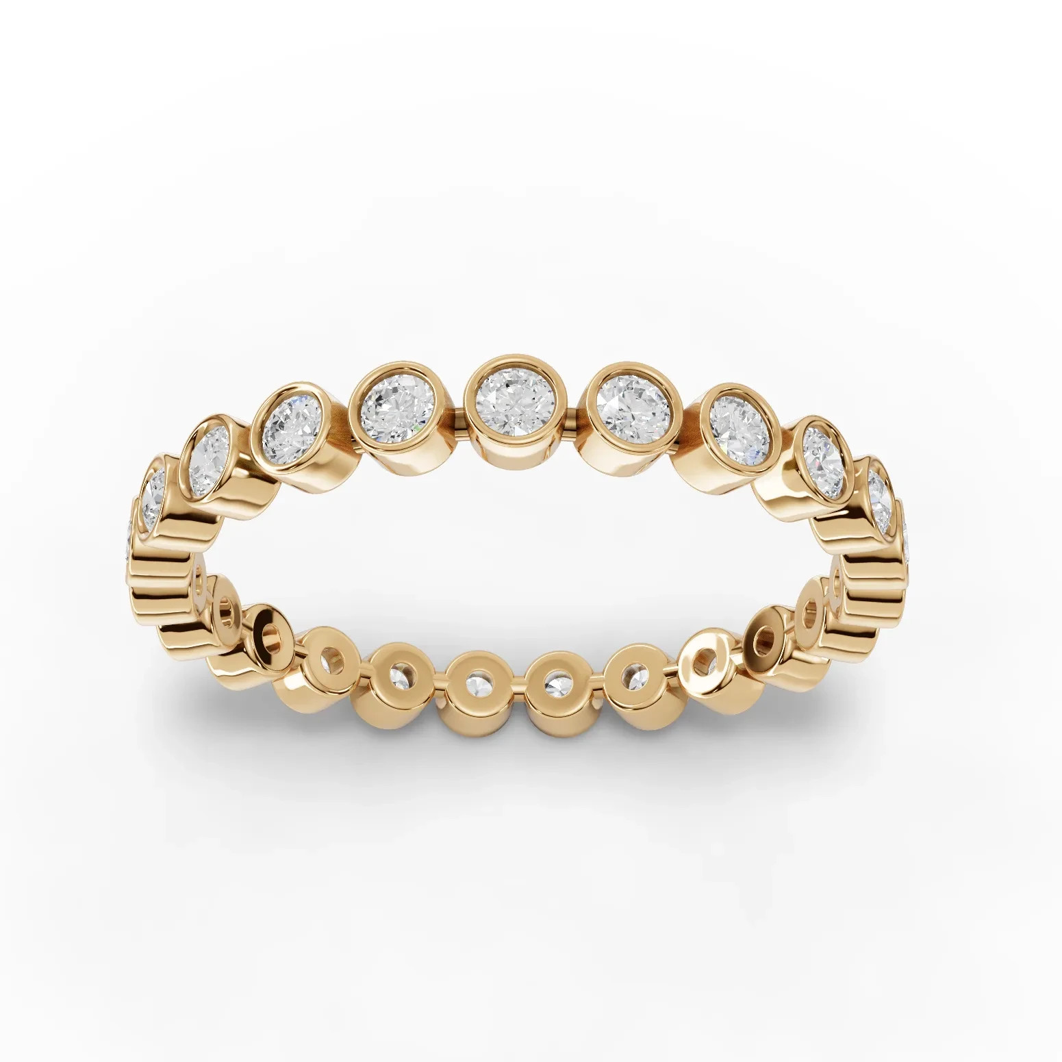 0.44 Ct Round Bezel-Set Lab Grown Diamond 18K Yellow Gold Full Eternity Ring