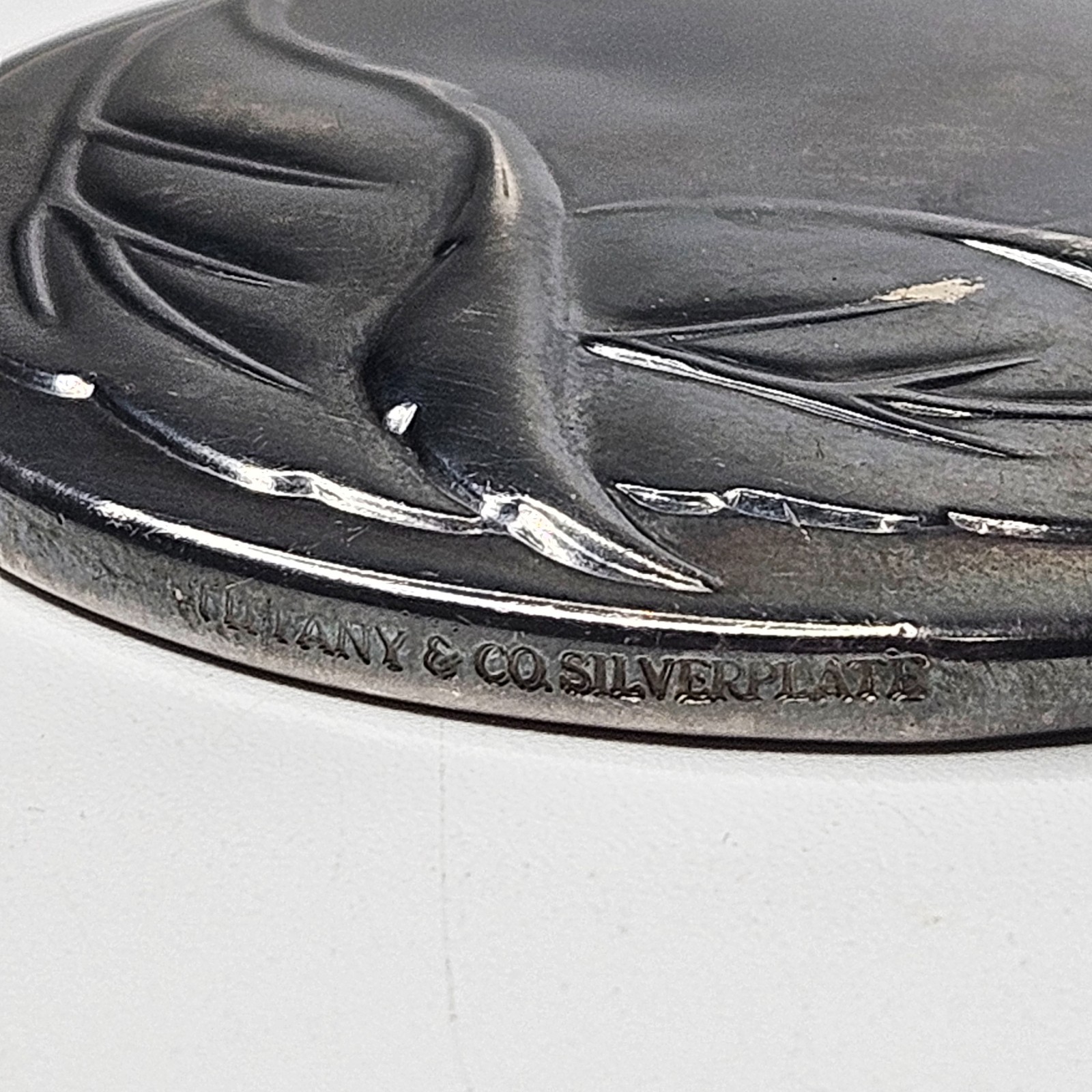 Tiffany & Co. Leaf Compact Mirror Silver Plate w/ Pouch Vintage Makeup Mirror