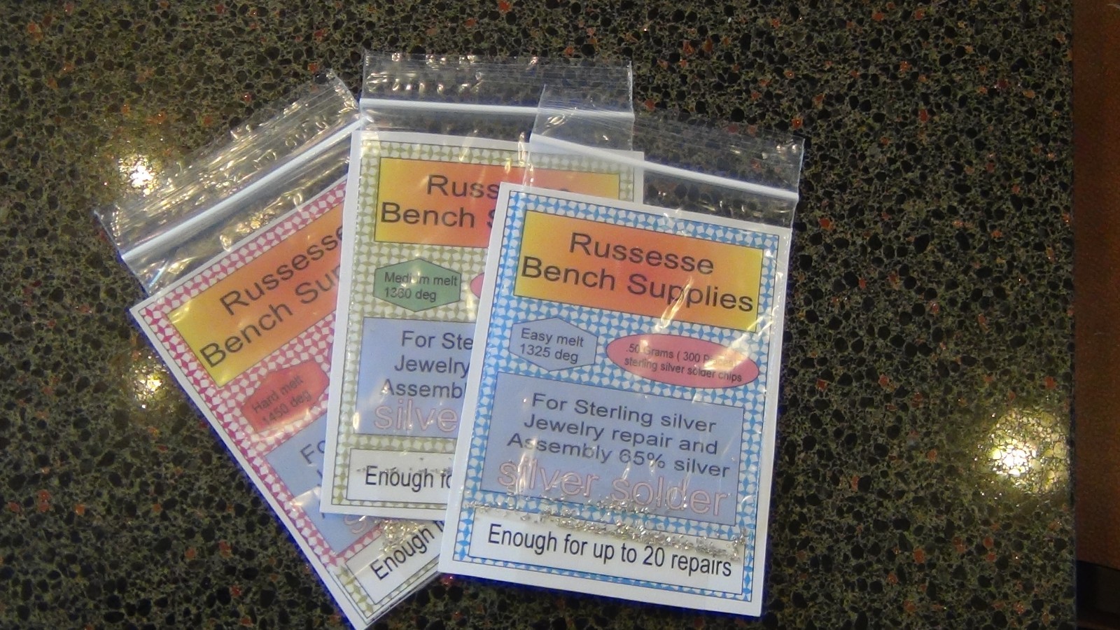 900 SILVER SOLDER CHIPS 1 1/2 GRAM TOTAL Easy Medium hard melt progressive pack