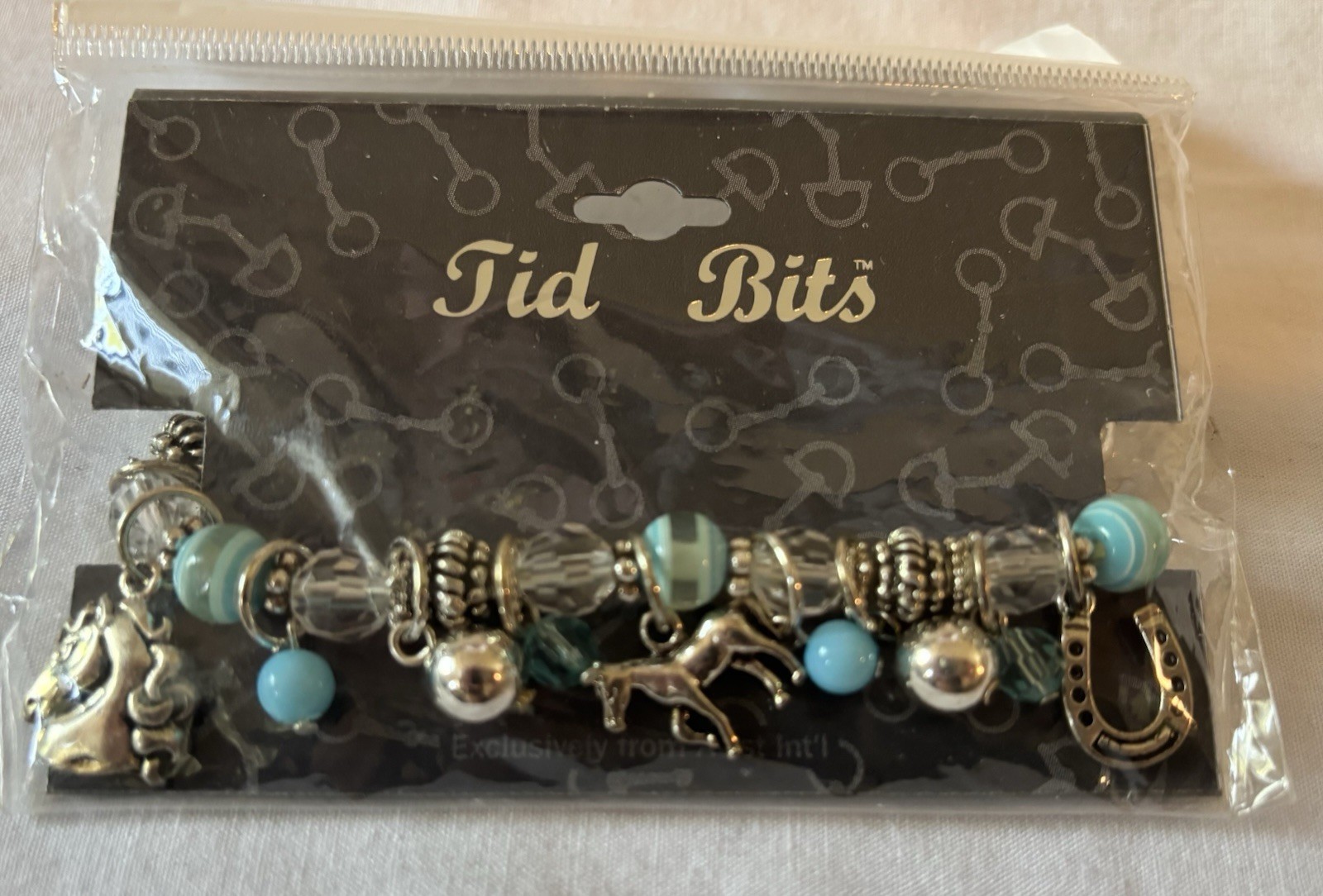 New Blue & Silver Tid Bits Womens Western, Country Bracelet -Horses, Horseshoes