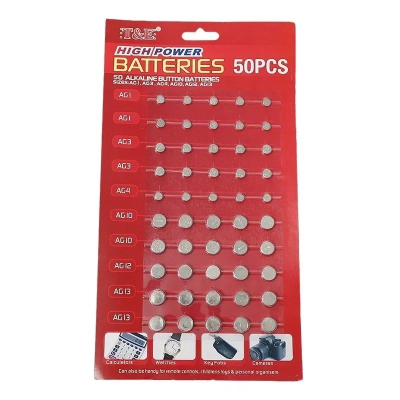 50× Assorted Watch Cell Batteries AG1 AG3 AG4 AG10 AG12 AG13 for Toys & Watches