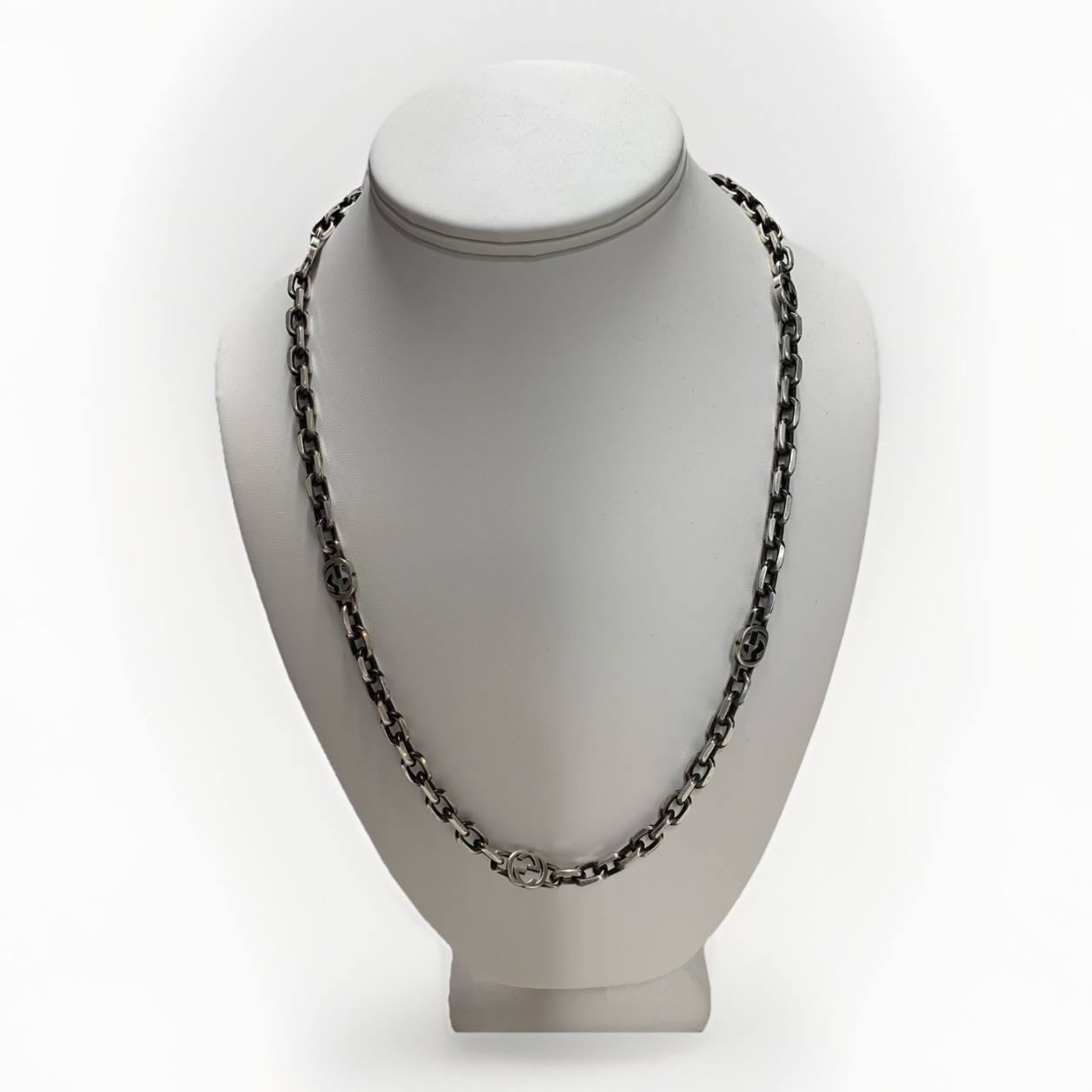 Gucci Sterling Silver 925 GG Interlocking G Link Chain Necklace (23″)