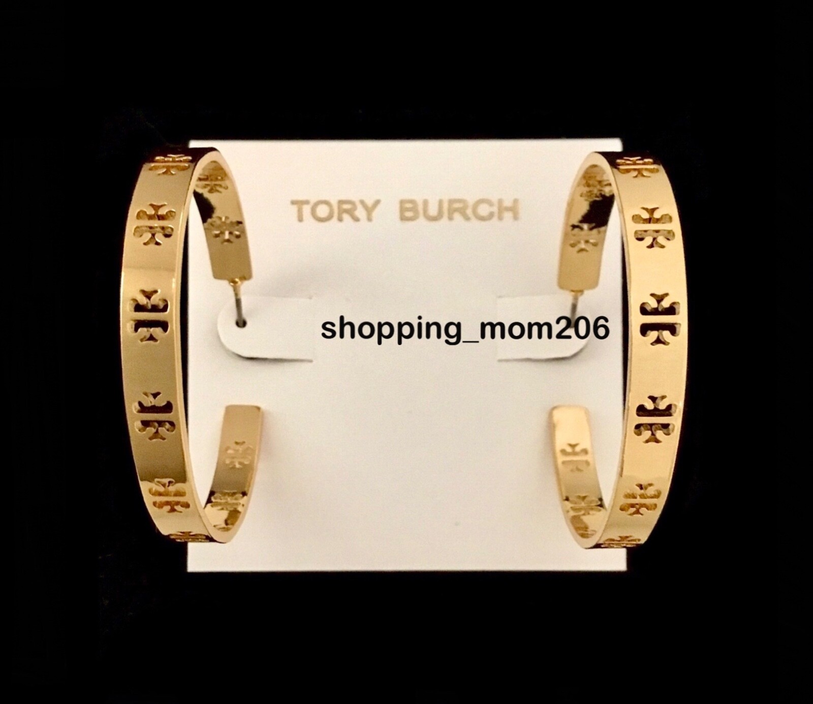Tory Burch Gold T-Logo Hoop Earrings