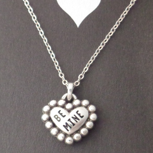 Brighton Be Mine Love Double Side Heart Pendant Necklace New on Card Retired