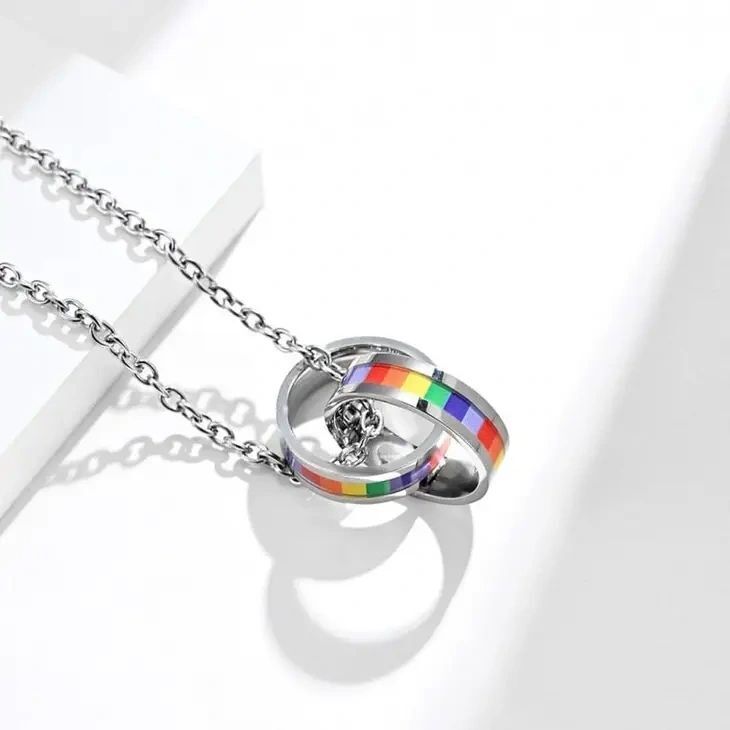 Interlocking Stainless Steel Pride Ring Necklace By Perimade & Co