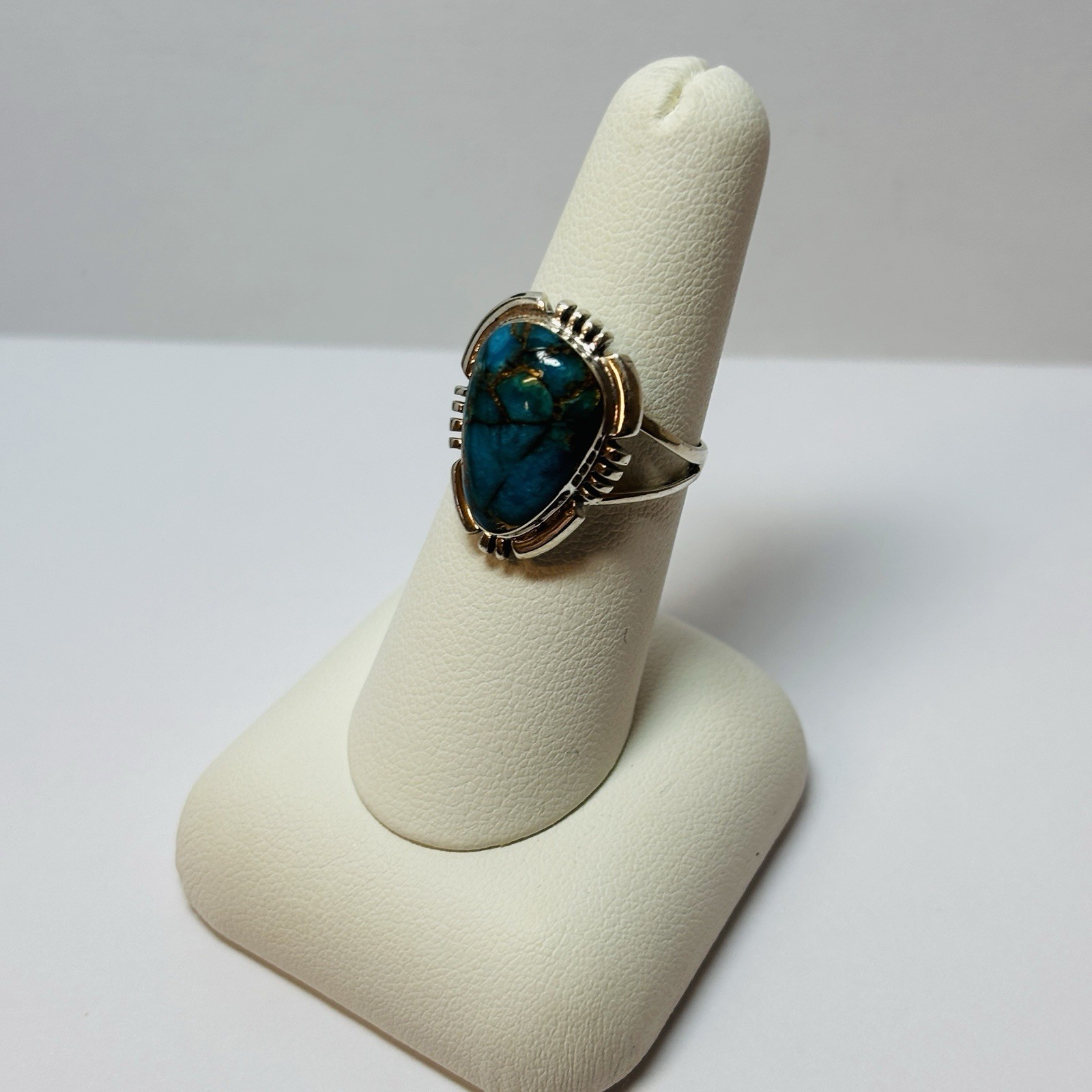 T Philippines Sterling 925 Silver Copper Turquoise Ring Sz 7 – .13