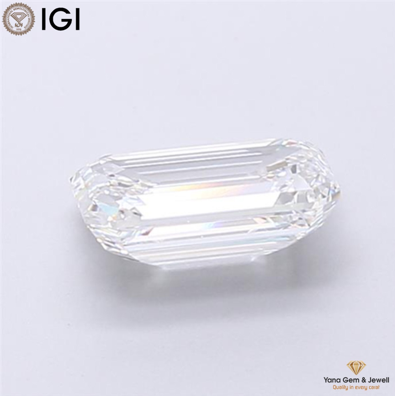IGI Certified CVD Lab Grown Diamond Emerald Cut 2.00 Carat VVS1 Clarity D Color