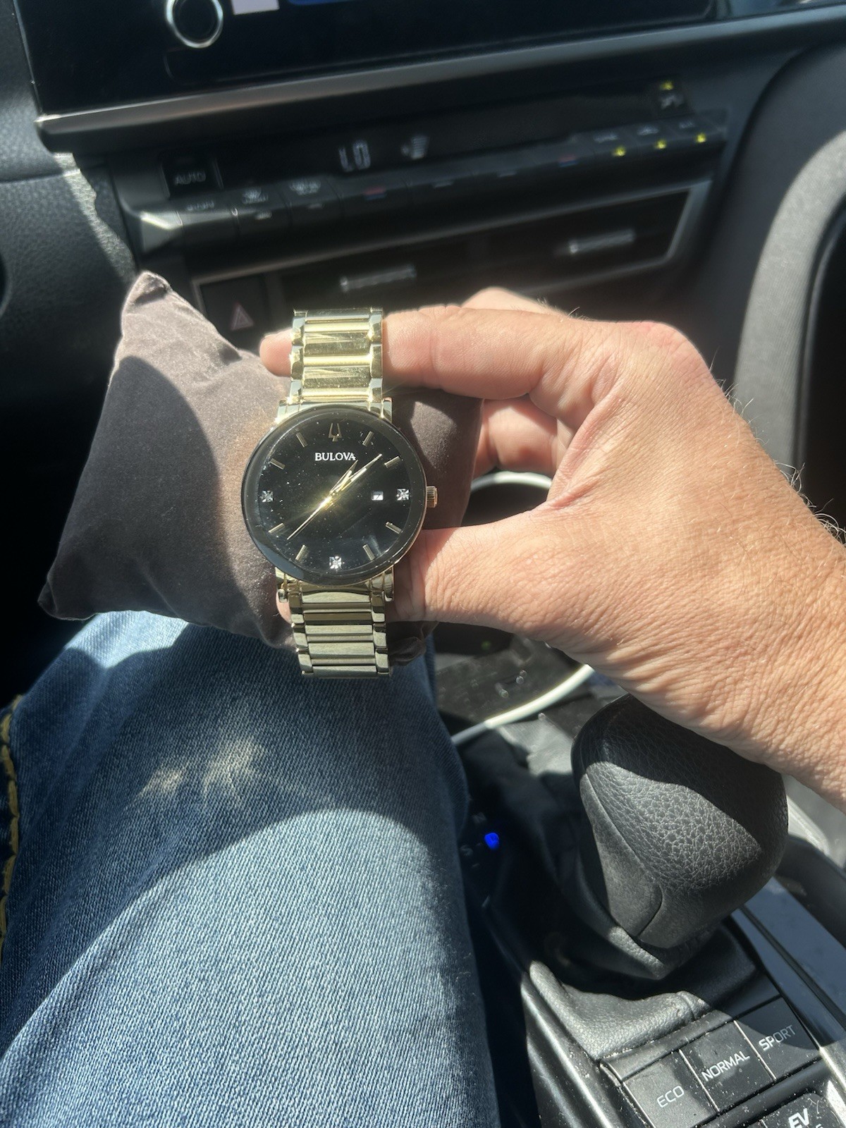 Bulova Men’s Diamond Accent Black Dial Gold-Tone Bracelet Quartz Date Watch