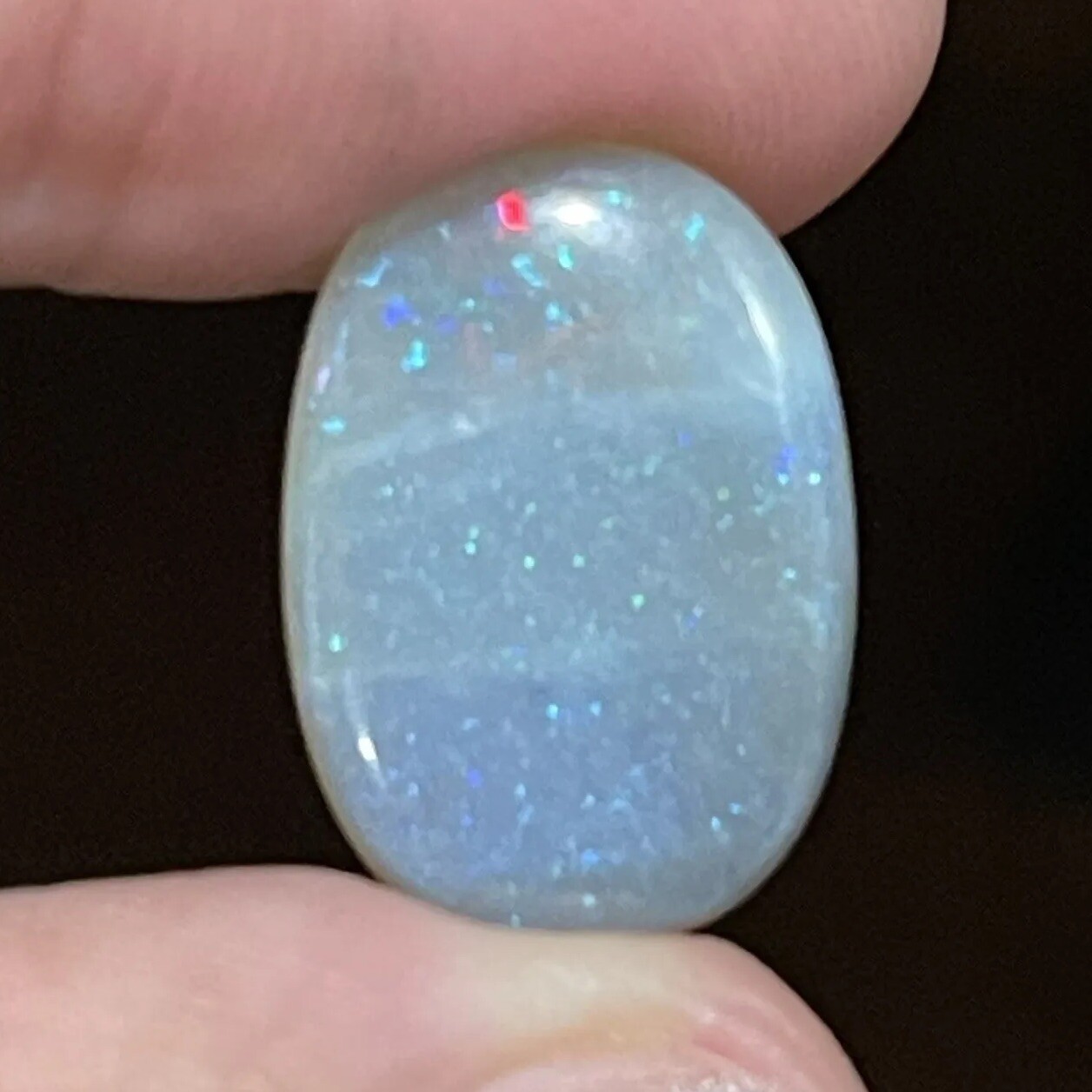 8.6ct 19.2×14.5x5mm Stardust Fine Crystal Pipe Australian Opal Oval Cabochon Gem