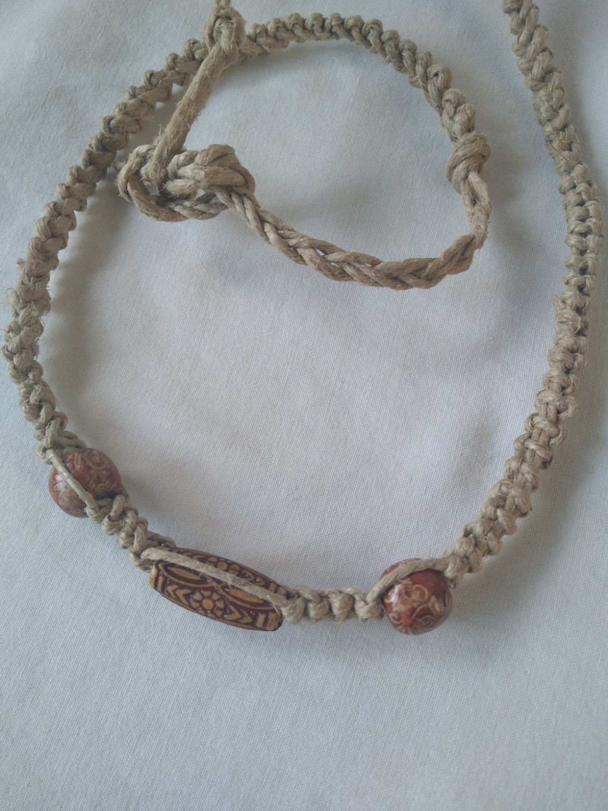 SURFER HEMP NECKLACE 28″ Adj Unisex Macrame Boho Hippie Ethnic US Seller New