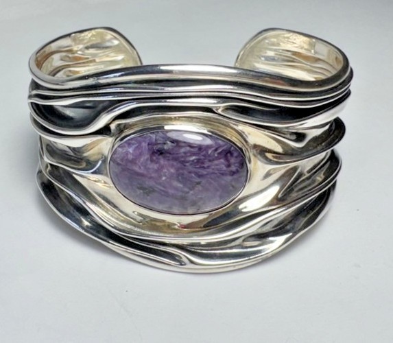 Dominique Dinouart DDD Sterling Silver Charoite Bracelet Ring Set 925 Mexico Mod