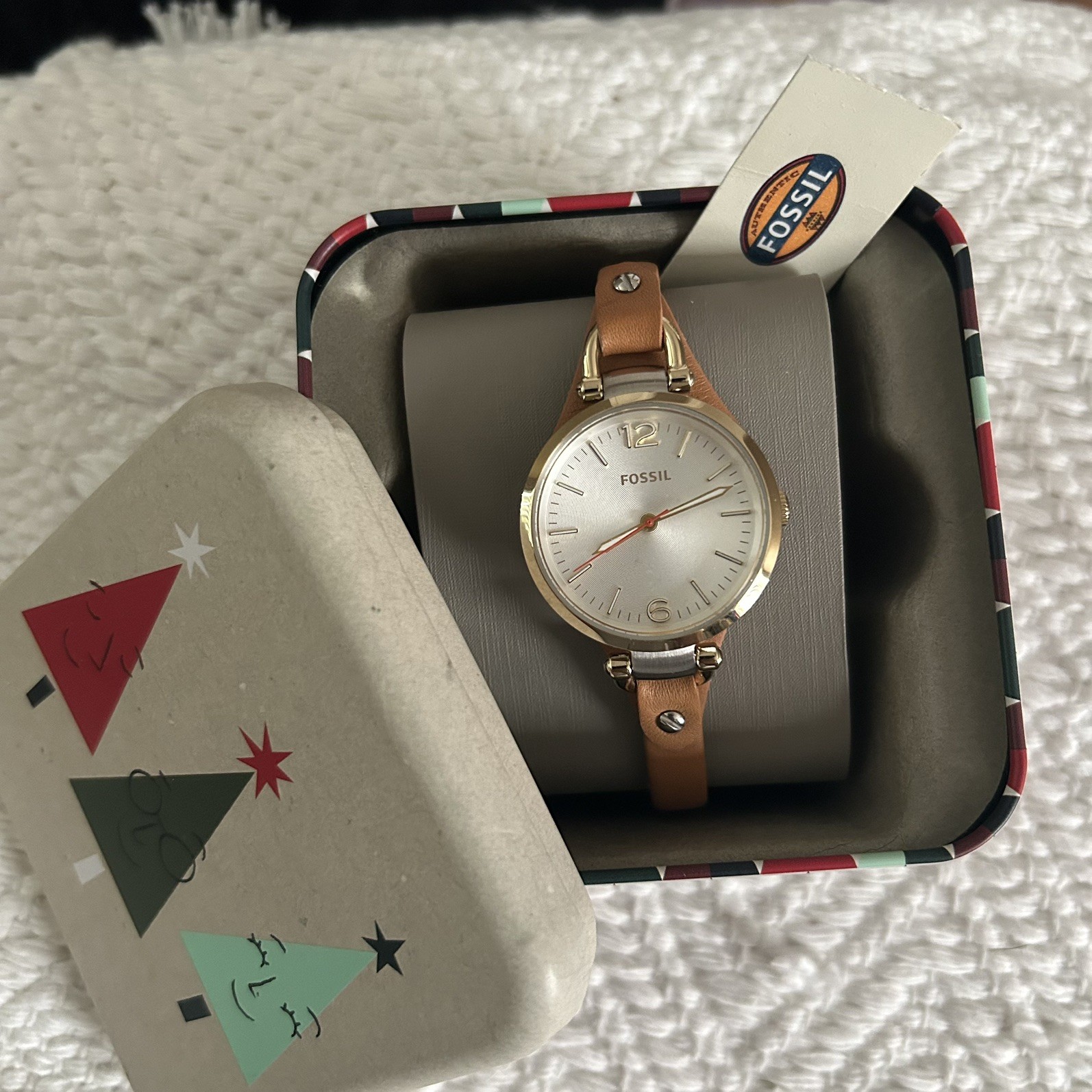 NEW FOSSIL GEORGIA THIN LEATHER CUFF BAND WATCH