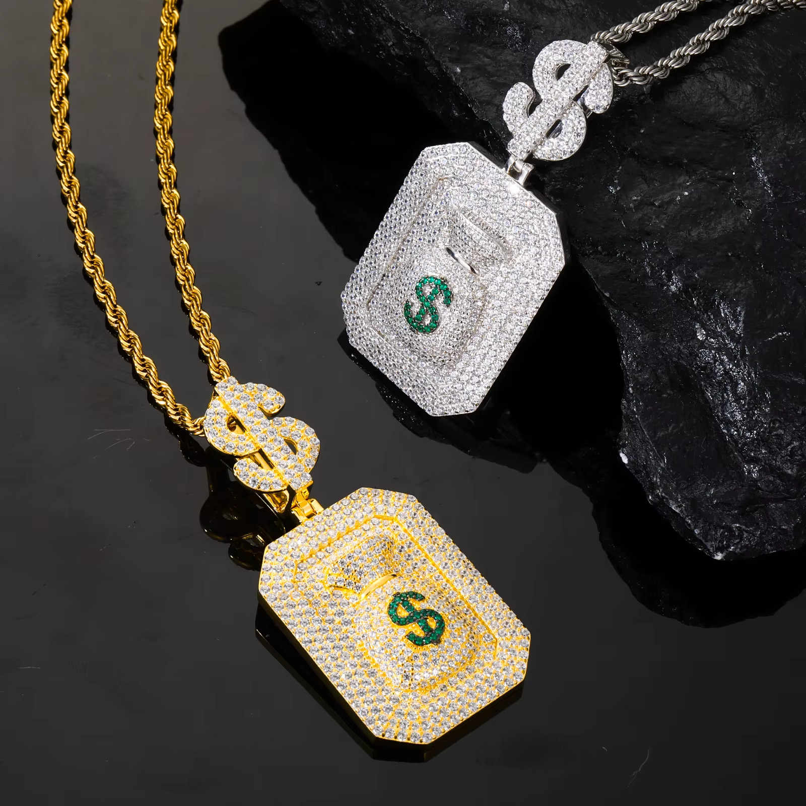 925 Sterling Silver VVS Moissanite Money Bag Pendant Iced Out Hip Hop Jewelry