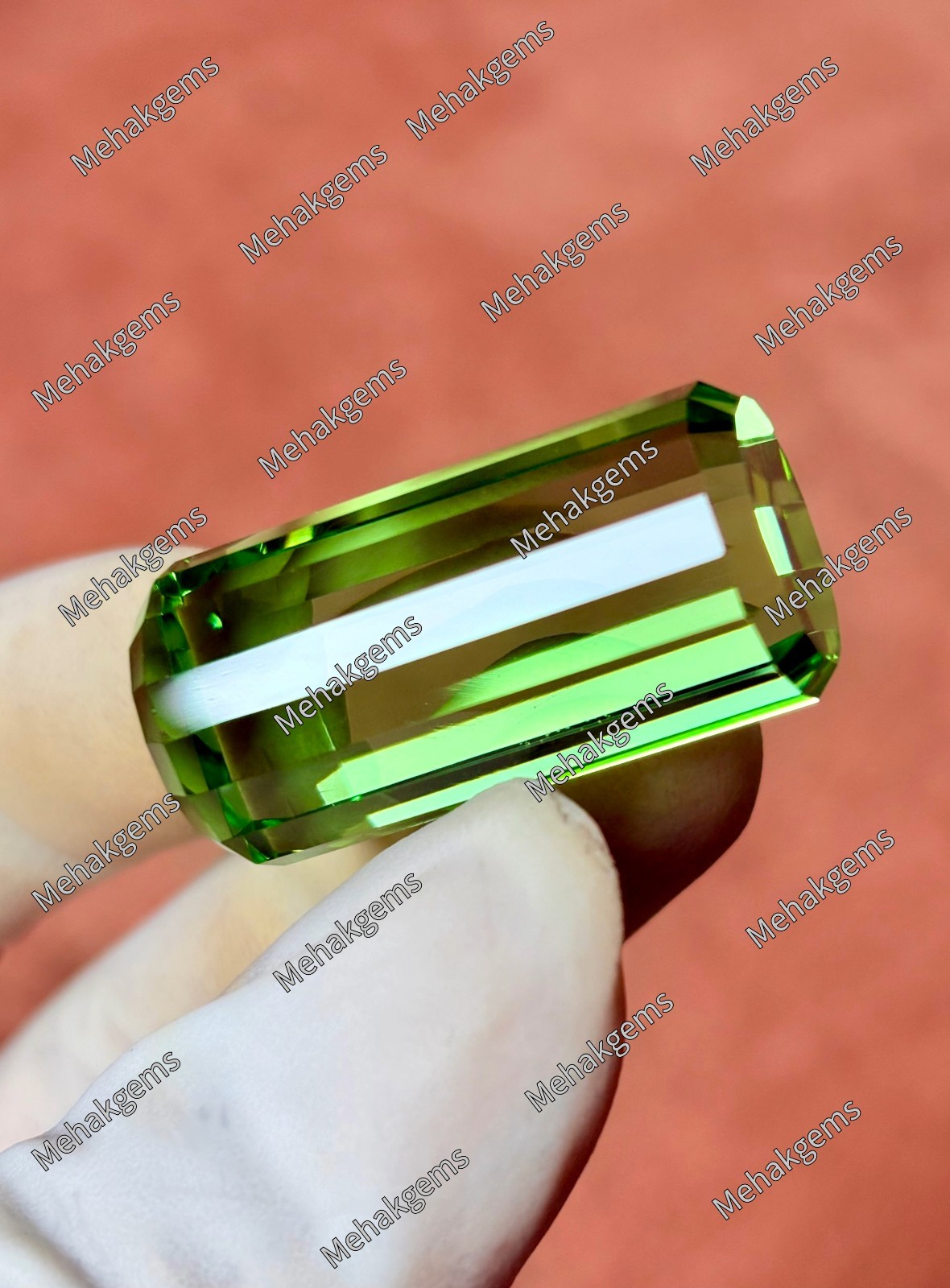 90. Ct Natural Mint Green Topaz Fancy Cube Faceted Loose Gemstone Certified