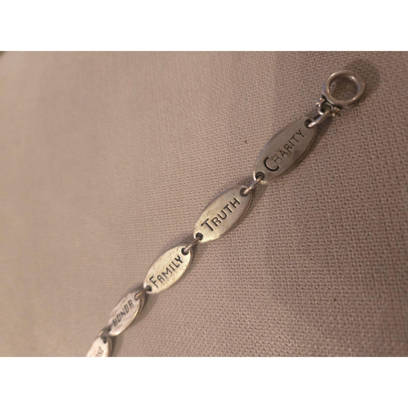 Inspirational Engraved Oval Link Toggle Bracelet Silver Courage Love Family