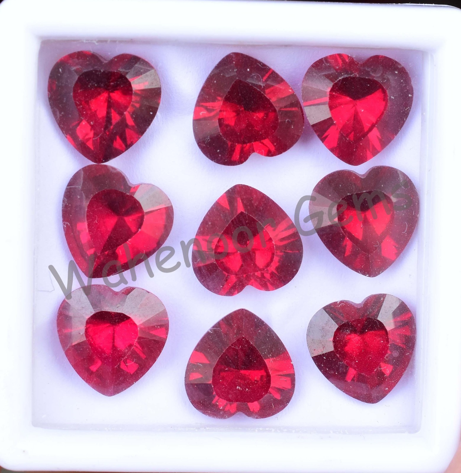 9 Pcs Natural Red Mogok Ruby Heart Shape 9.90 MM Certified Loose Gemstone