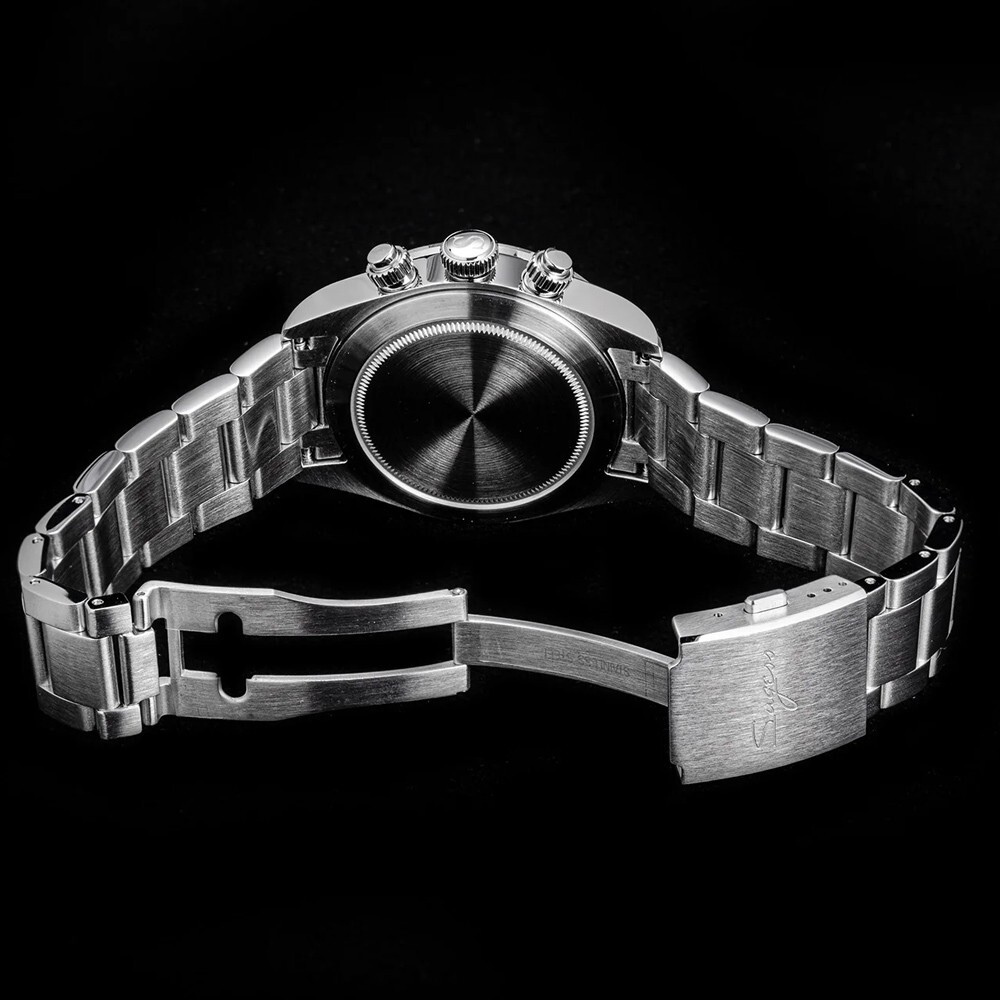 Sugess S457 Mechanical Chronograph Steel Black White Sapphire Men’s Watch