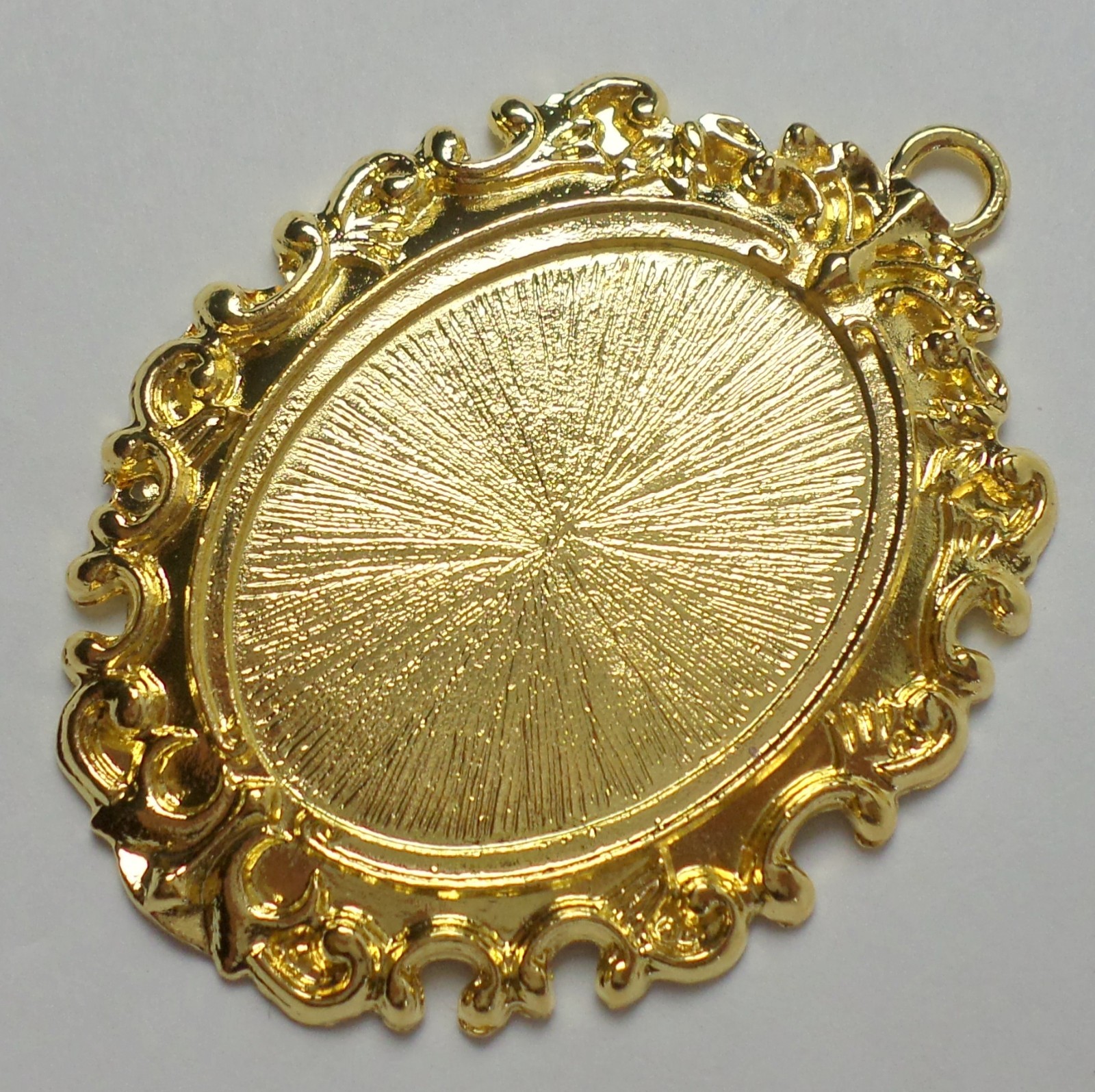 4 of 40x30mm Shiny Gold Victorian Art Deco Open Loops Scroll Pendant Settings