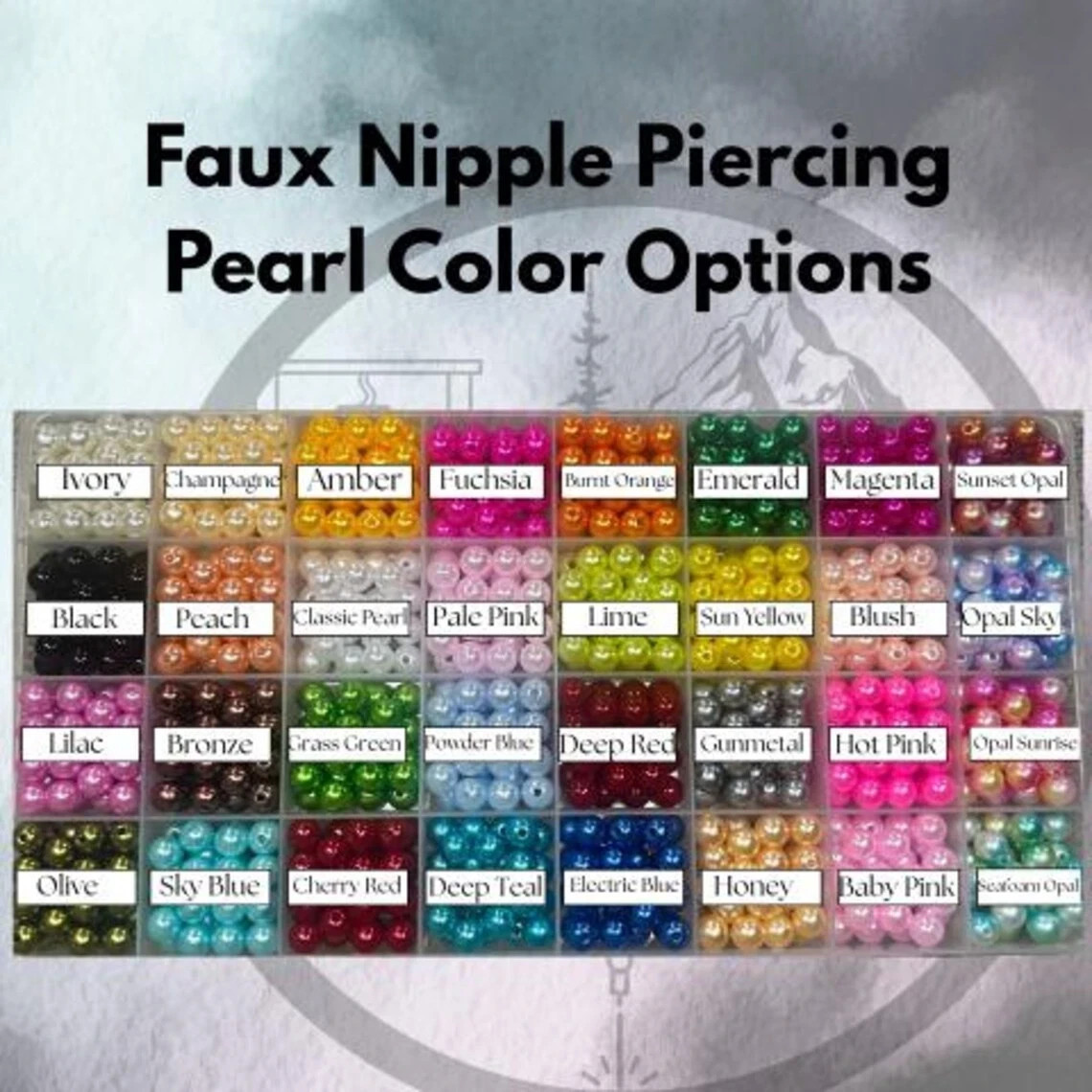 Pair of Fake Non Piercing Nipple Rings – Faux Barbells – Pearl Colors