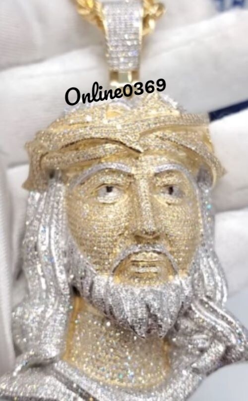 Men’s 3D Classic Jesus Face Charm Pendant 2.11ct Natural Moissanite 925 Silver