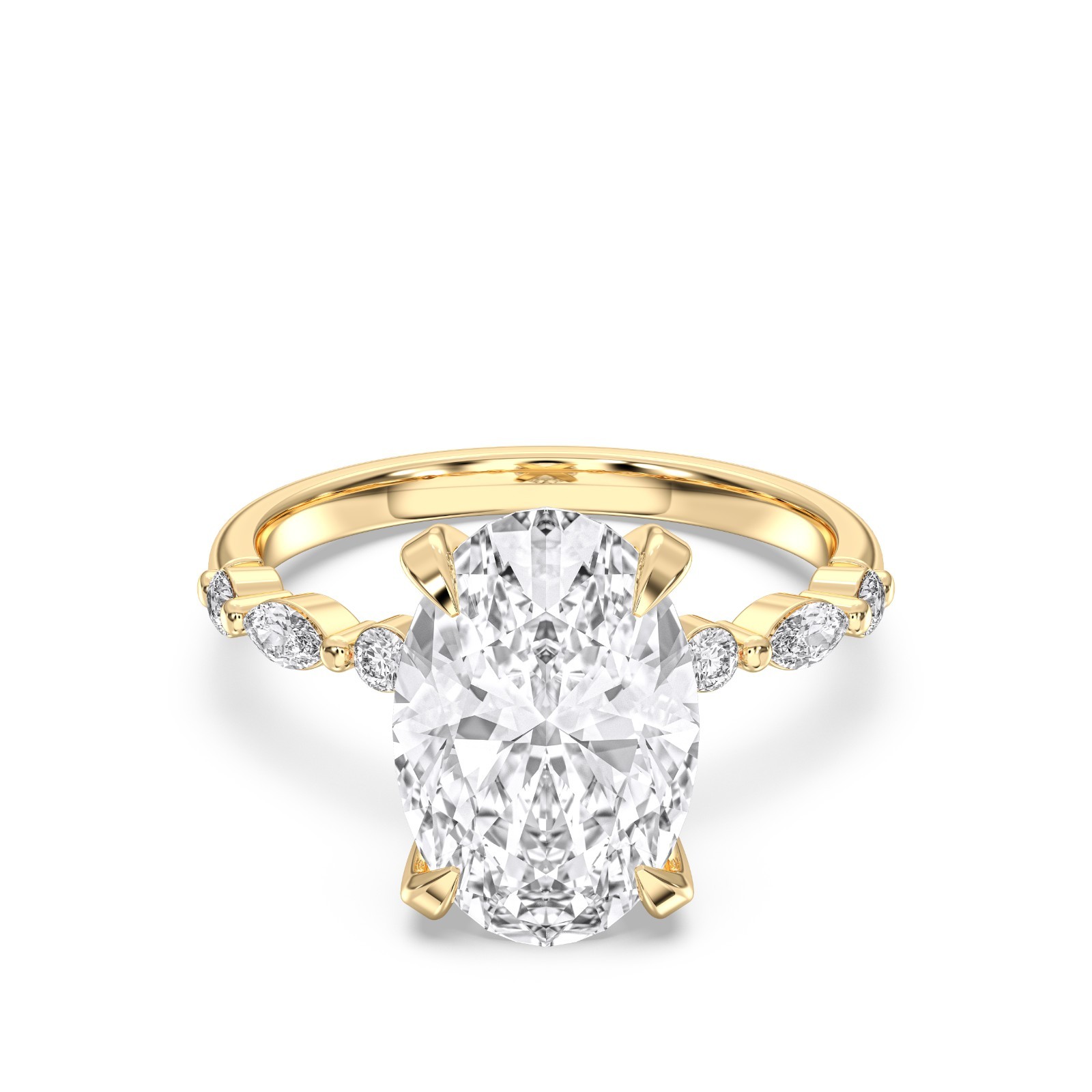 5.25 CT Oval & Round Cut Moissanite 7 Stone Engagement Ring 925 Silver for Women