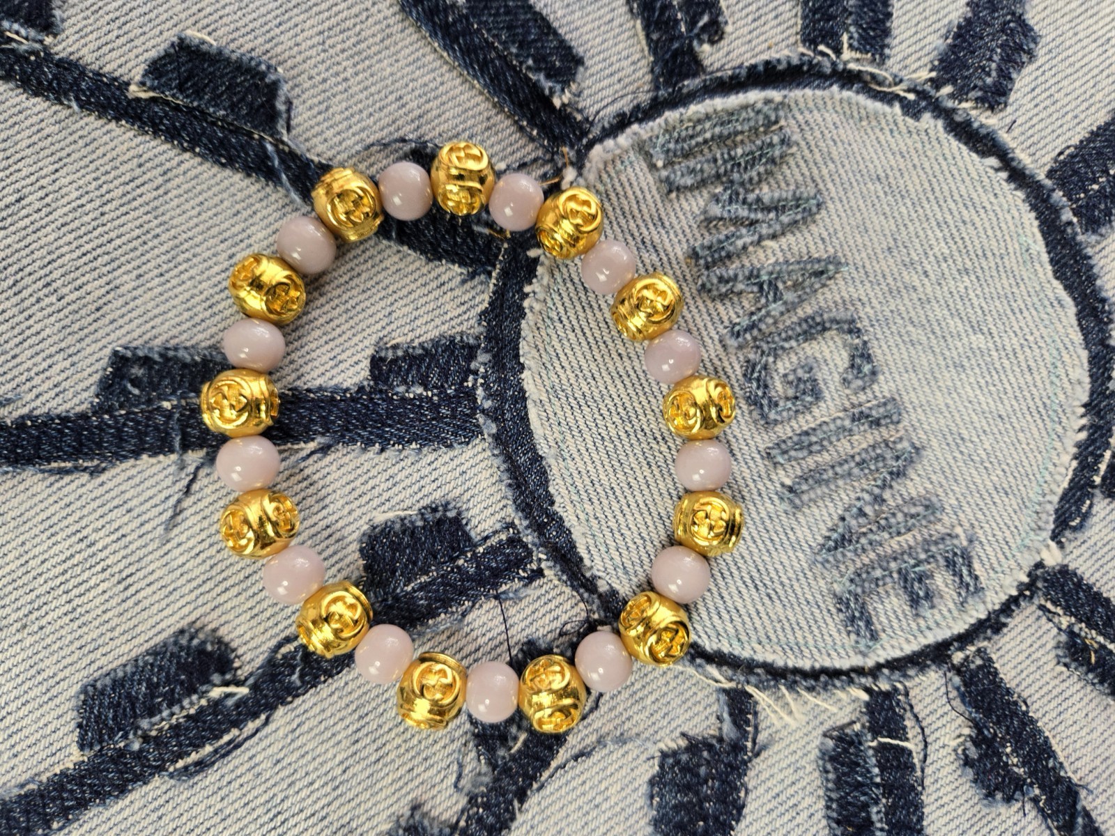 Gold Beed And Gray Stone Beed Designer Unisex Designer Stretches