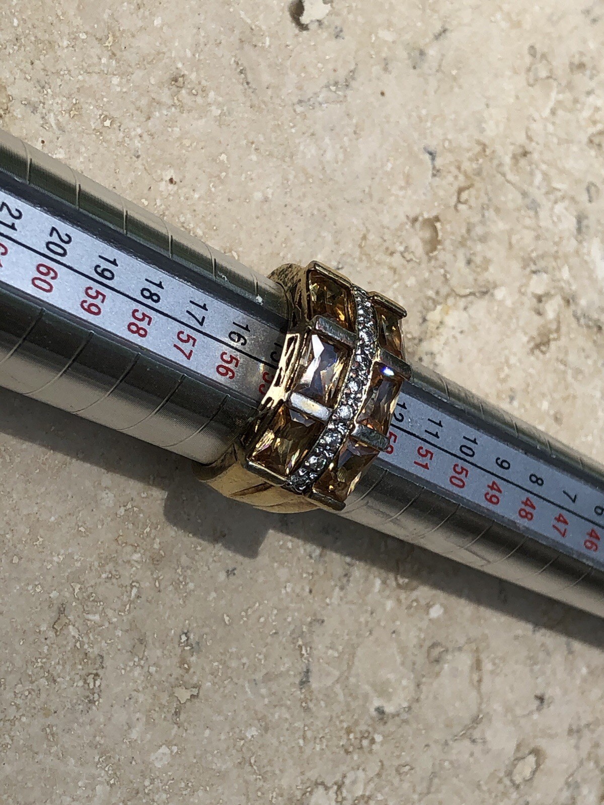 ✨🍂💛VINTAGE Stamped 925 STERLING SILVER 12K GOLD VERMEIL CZ Pavé Baguette Ring✨