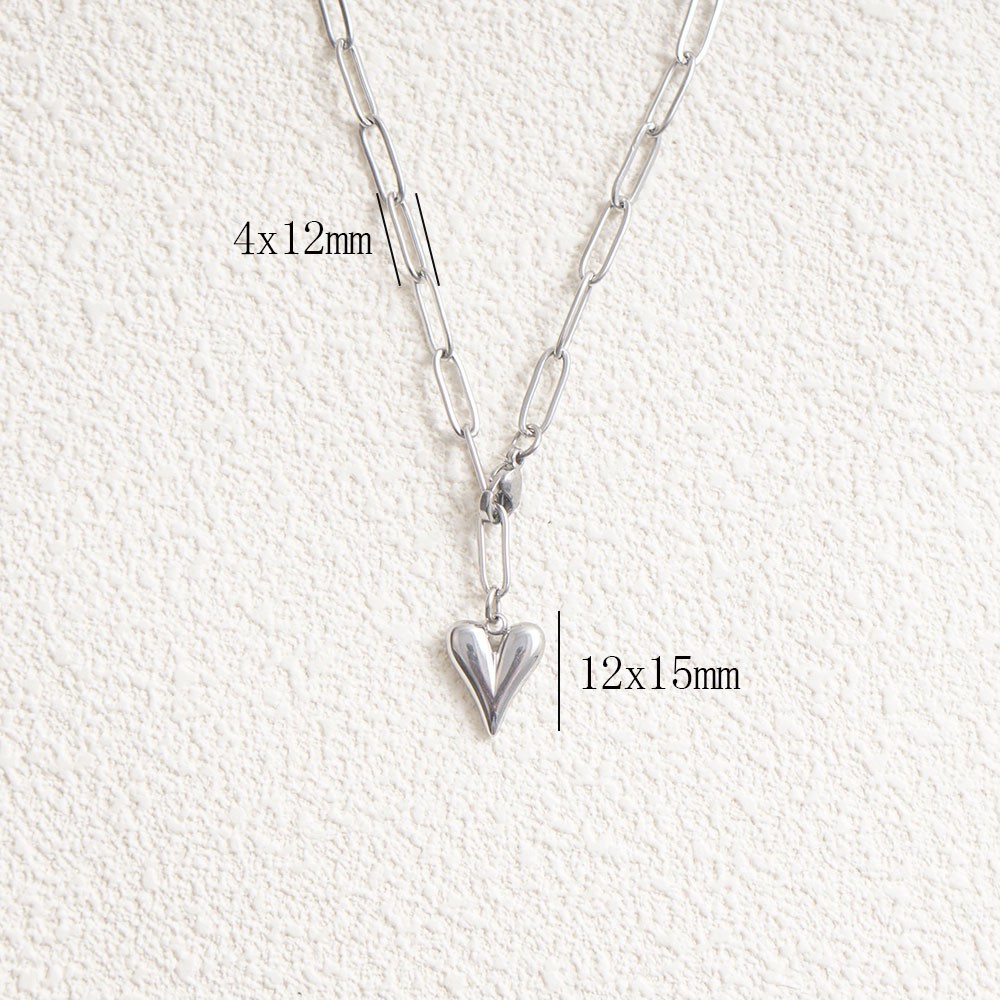 Paperclip Chain Necklace Stainless Steel Toggle Clasp Silver Unisex