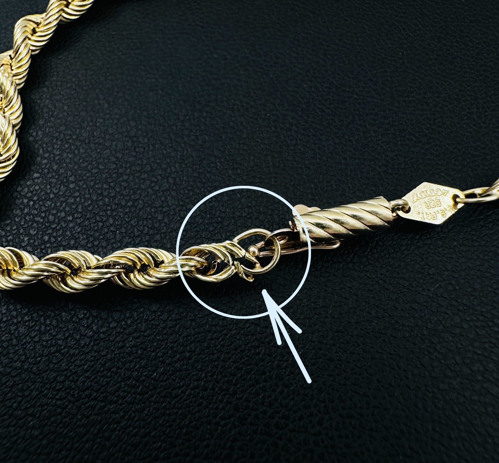Solid 14K Yellow Gold Classic Rope Link Bracelet w/Safety Latch 3.7mm, 8″, 2.2g