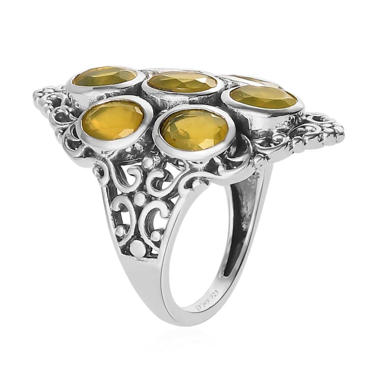 PICTURE PERFECT!! 2.30ctw Artisan Crafted Canary Opal Sterling Silver Size 7