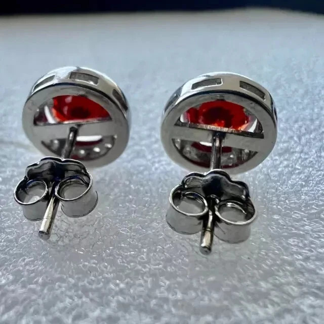 2.2Ct Round Cut Lab-Created Red Ruby Women’s Stud Earrings 14K White Gold Finish