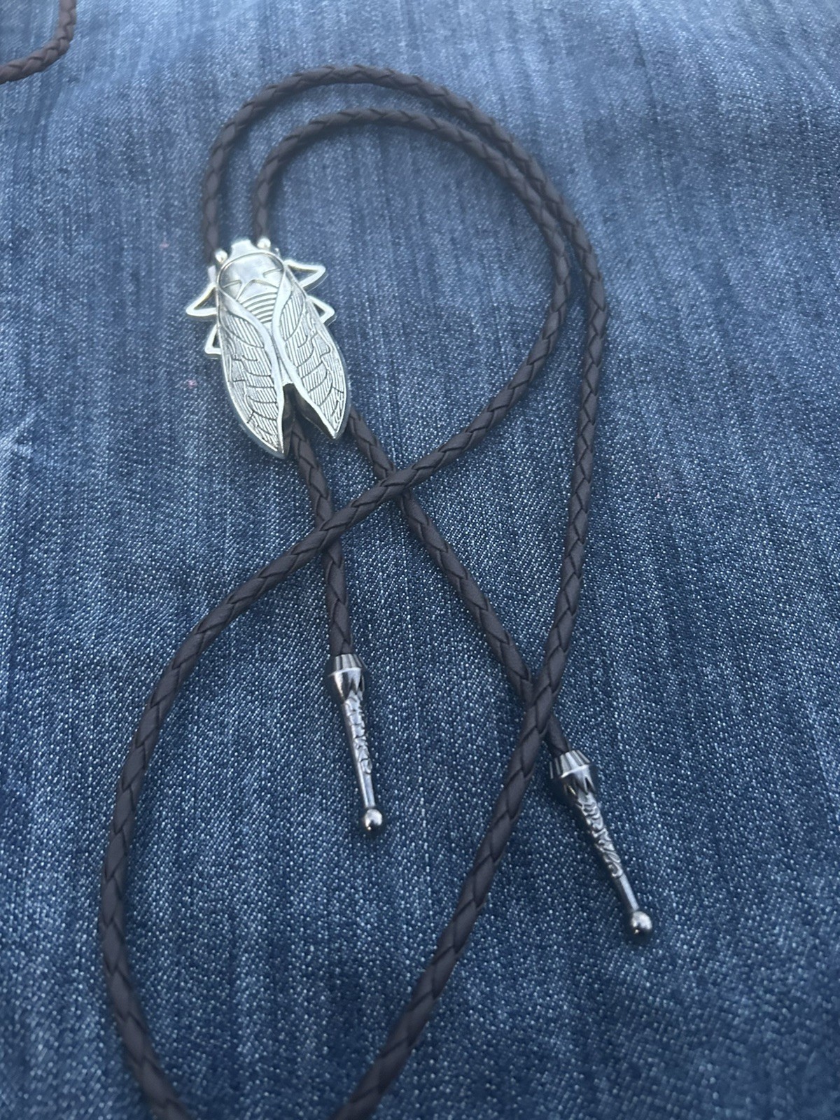 Handmade Silver Cicada / Beetle Bolo Tie FREE FAST SHIPPING