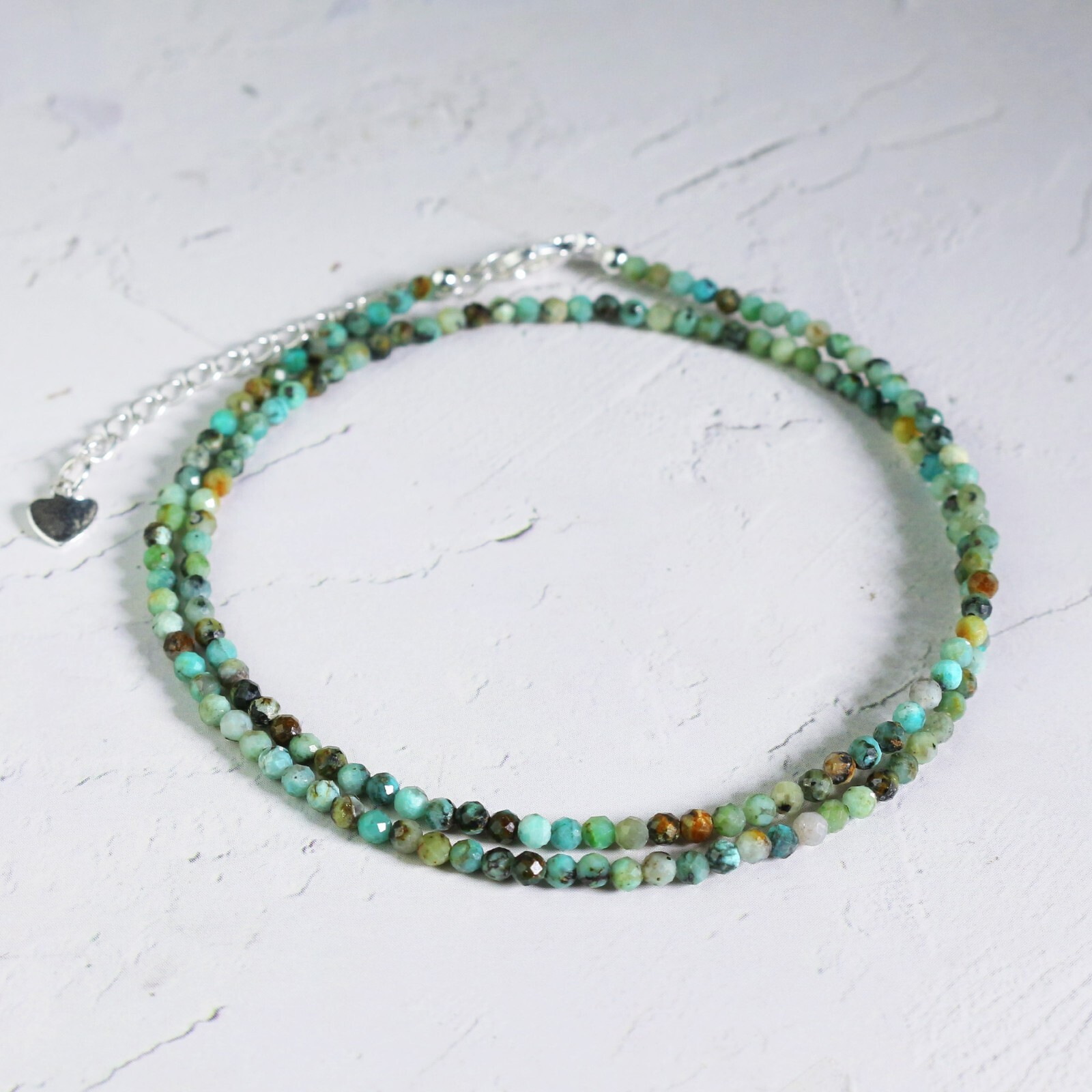 3mm Turquoise Choker Delicate Beads Necklace Turquoise Crystal Dainty Choker