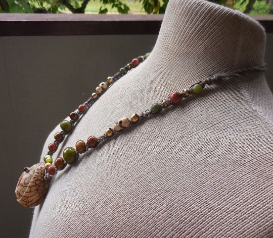 Goldstone Tagua Pill Box Locket Stash Hemp Necklace Serpentine Jade Stone Beads