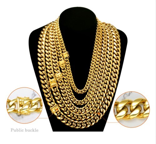24inch Solid 14K Gold Plated Hip Hop Men’s Heavy Miami Cuban Link Chain Bracelet