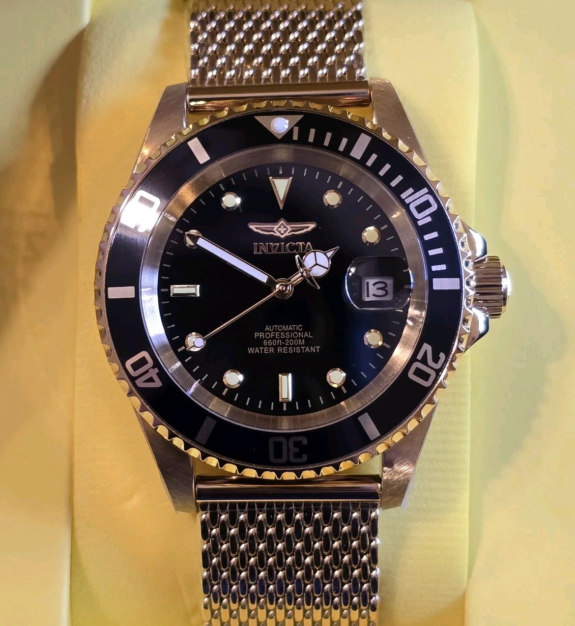 Invicta Men’s Automatic Pro Diver Watch 40mm 47722 Black Gold