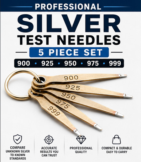 JSP Silver Test Needle Set of 5 .999 .975 .950 .925 .900 Premium 5-Grade Tester