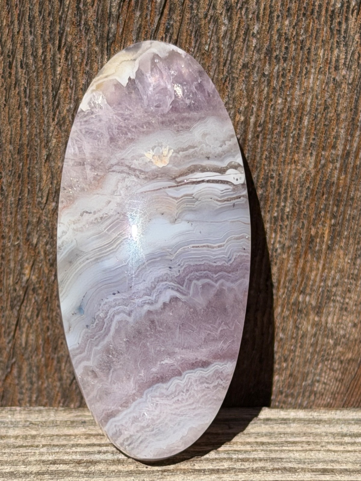 Sowbelly Amethyst Agate Cabochon Native Silver