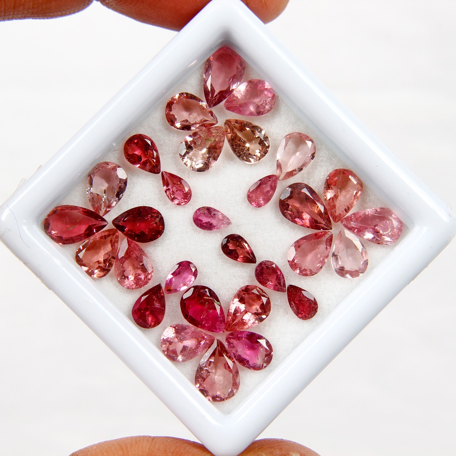 Certified 13.90 Cts/30 Pcs Natural Pink Rubellite Tourmaline Pear Cut 5-7mm Gems