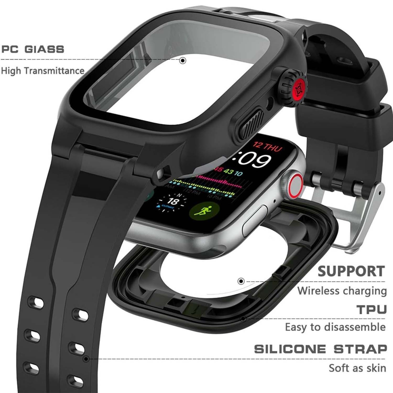 For Apple Watch Series 11 10 9 8 7 6 5 4 3Military iWatch Band Strap+Rugged Case