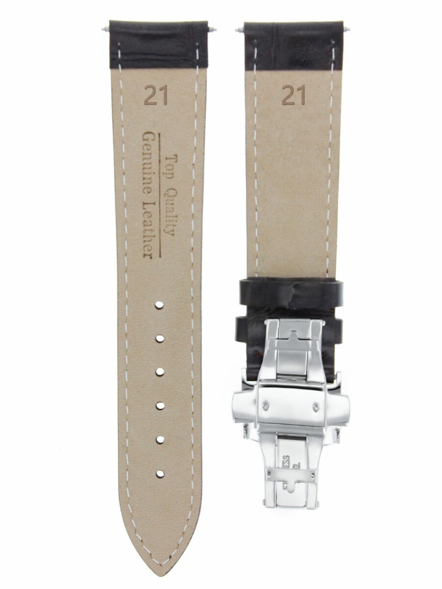 21MM LEATHER WATCH BAND STRAP DEPLOYMENT CLASP FOR ROLEX DEEPSEA DARK BROWN
