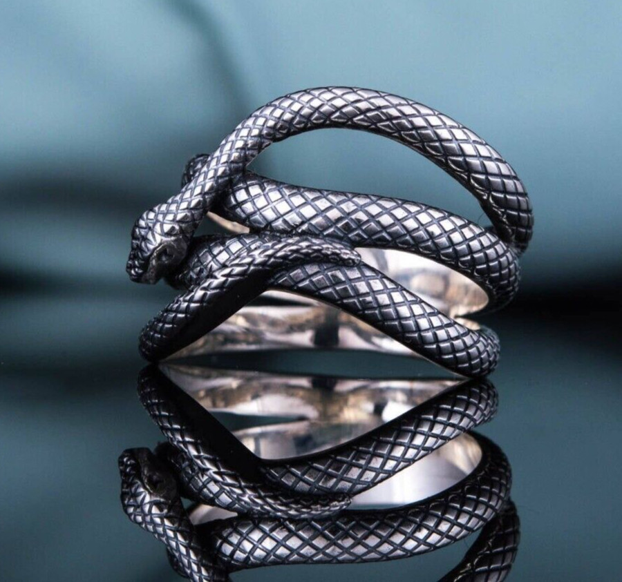 925 Silver Plated Vintage Snake Ring – Royal Style Promise Ring for Christmas