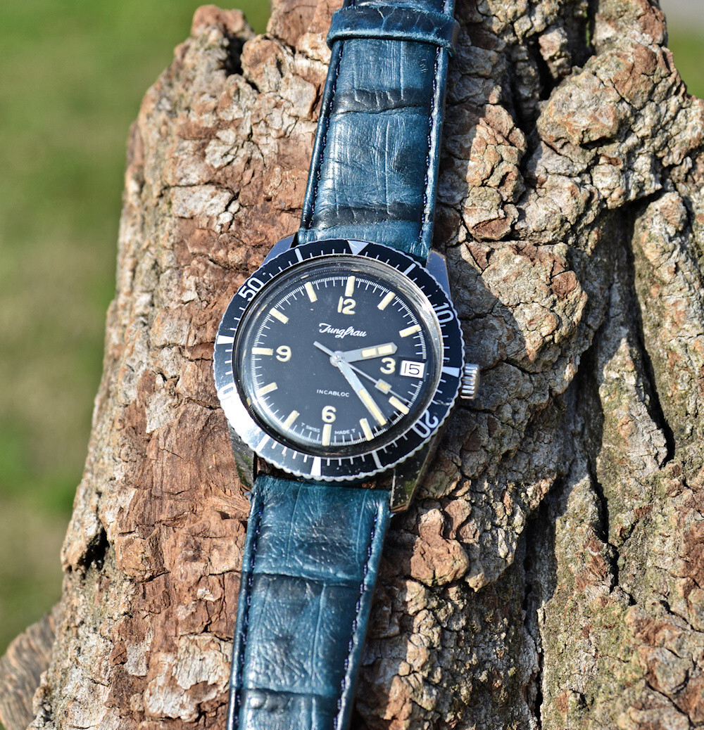 Orologio Jungfrau DIVER SUB 600 feet anni ’70 con ghiera girevole revisionato