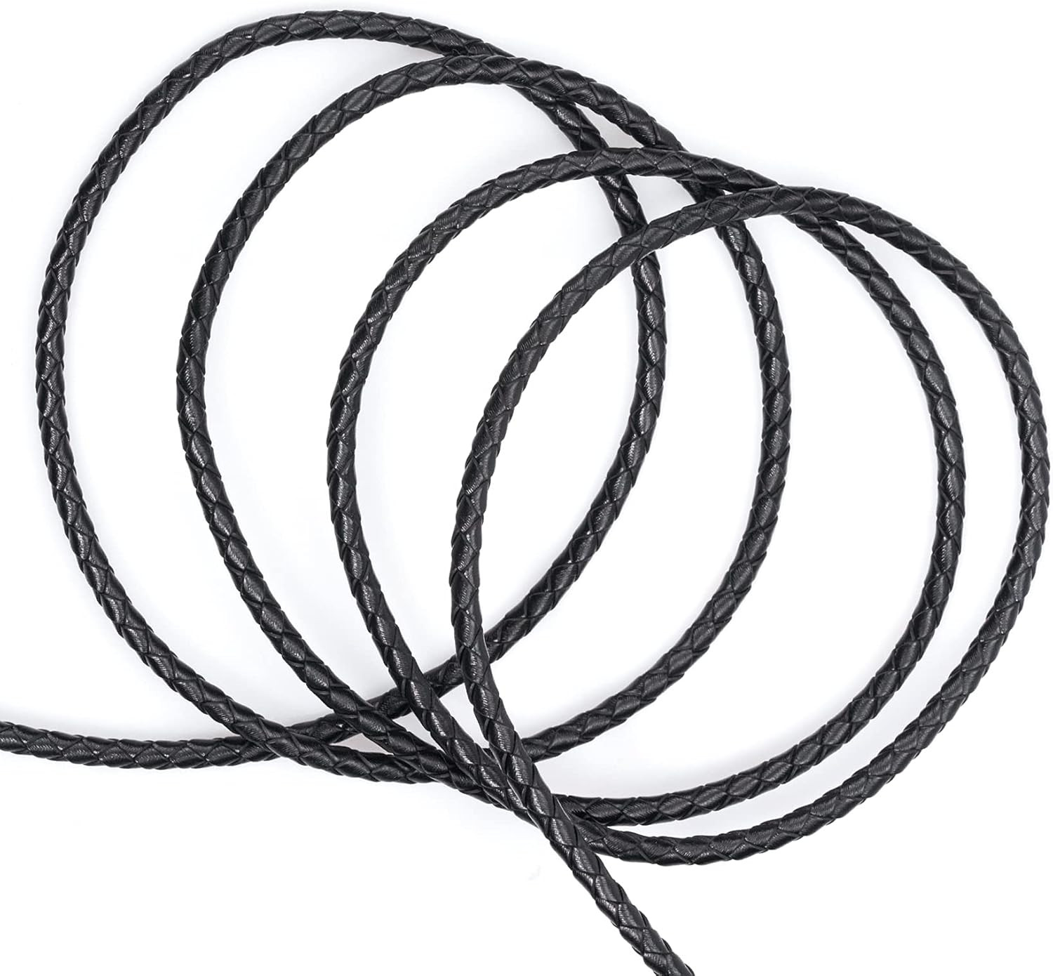 Lystaii 5.5 Yards Genuine Bolo Leather Cord 4Mm round Braided for DIY | Braided