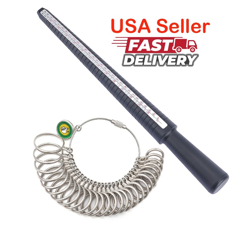 Metal Ring Sizer Gauge Mandrel Finger Measure Stick Standard Tool Sliver A7