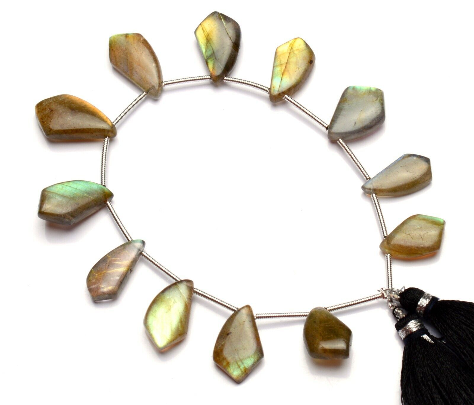 Natural Gem Multi Fire Labradorite 15×9 to 19x11mm Smooth Fancy Beads 8″ Strand