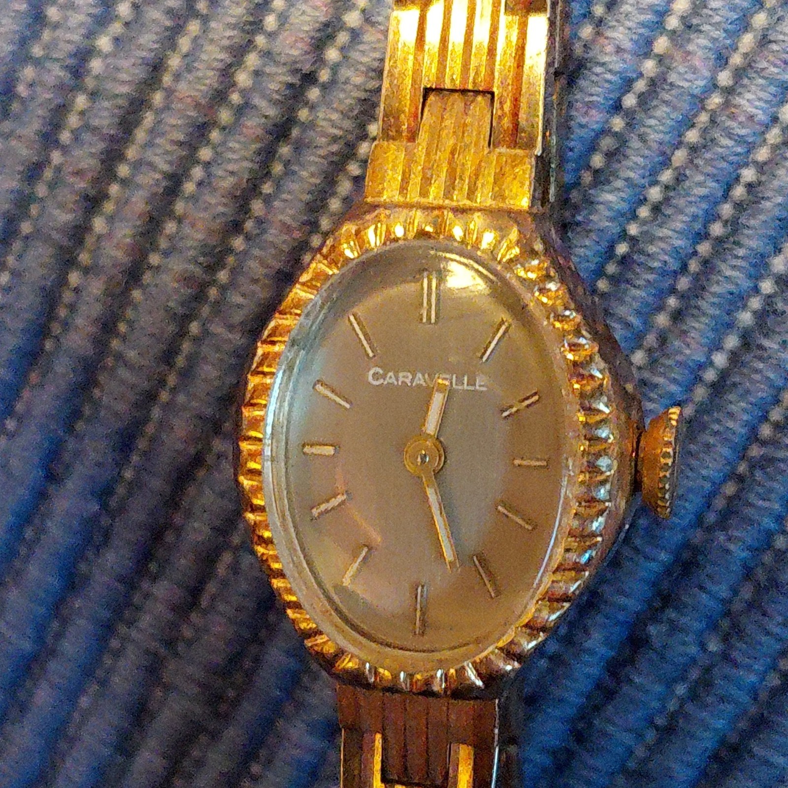 Caravelle Vintage Women’s Oval Gold Plated Silver Dial