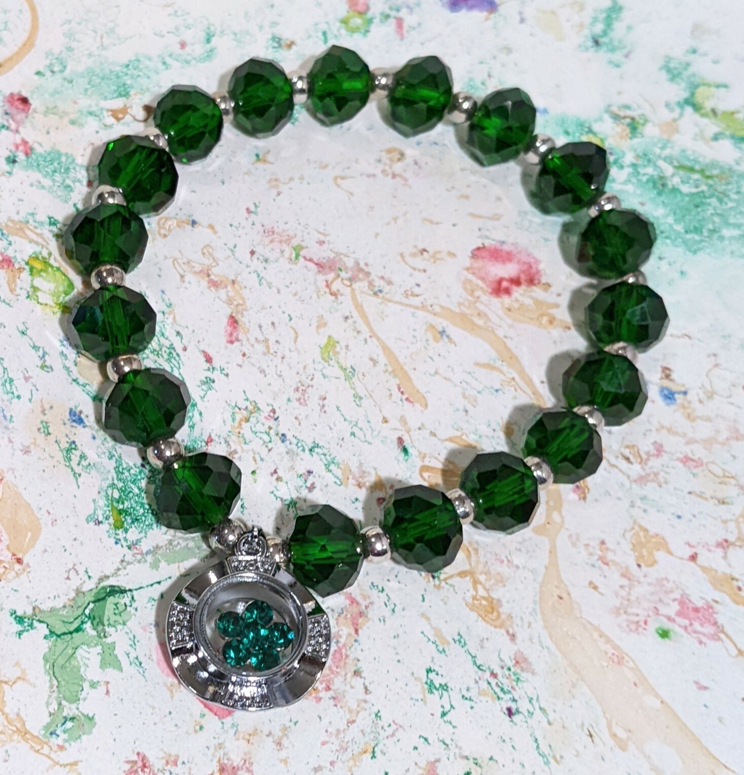 Birthstone Bracelet EMERALD Green Bracelet for Women Beaded Stretch May