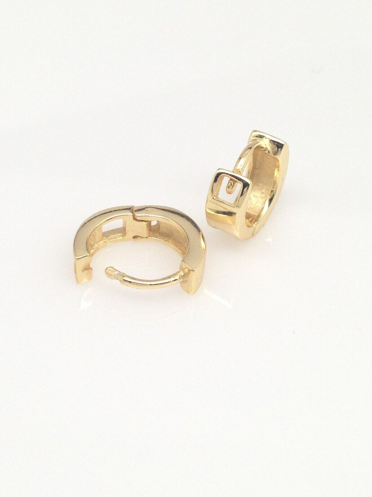 TINY Gold Huggie Hoop Earrings 925 Sterling Silver Mens Womens 9mm x3mm
