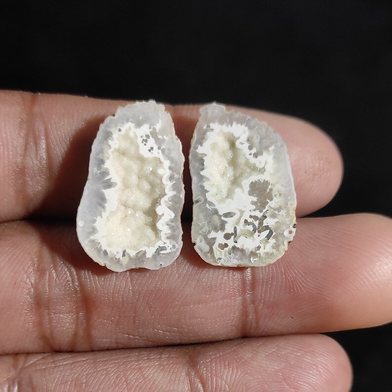 2 Pcs 30.00 Cts Natural Agate Druzy Drusy Earrings Supply As per Picture